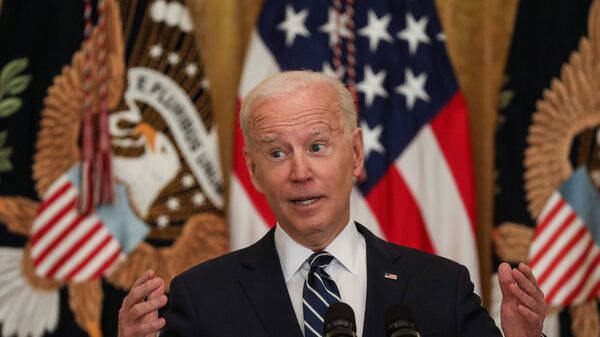 Президент США Джо Байден во время своей первой официальной пресс-конференции в качестве президента в Вашингтоне, США - 俄羅斯衛星通訊社