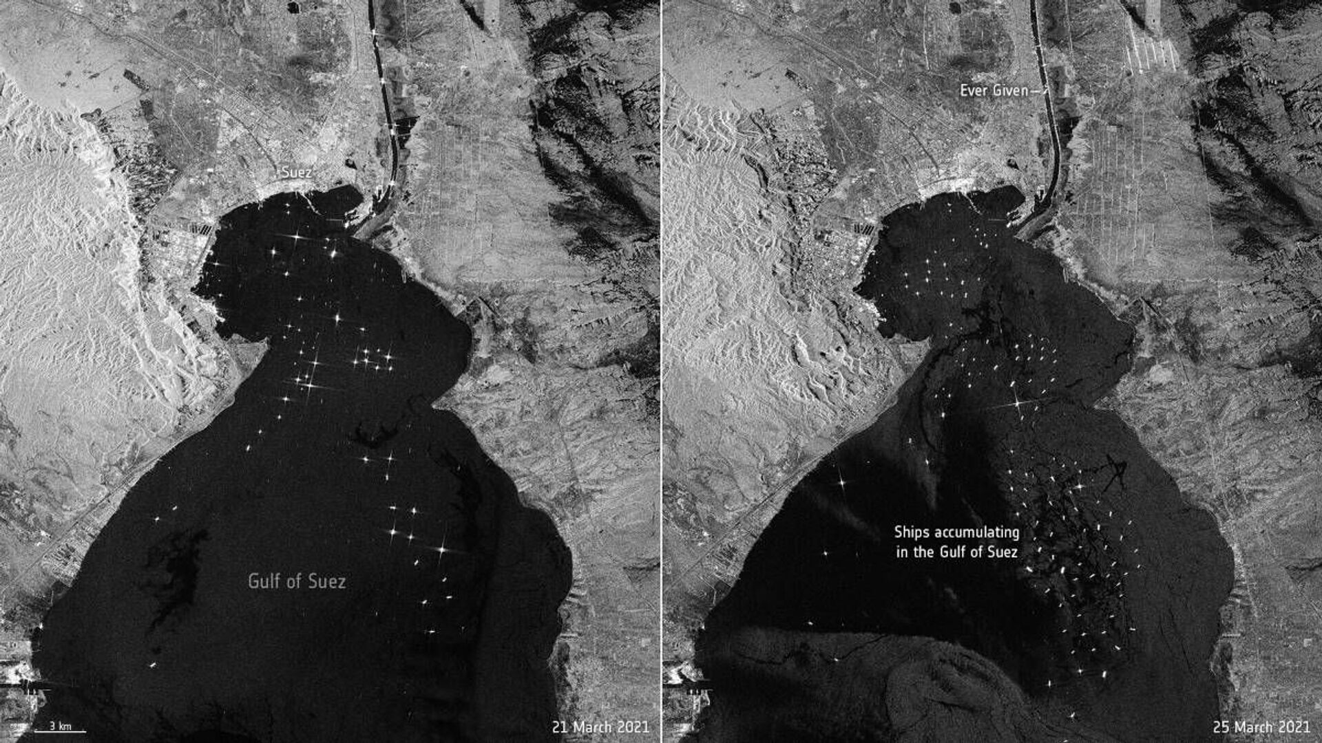 太空中拍摄到的苏伊士运河“交通堵塞“ （图片） - 俄罗斯卫星通讯社, 1920, 28.03.2021