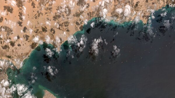 Общий вид судов, ожидающих рядом с Суэцким каналом - 俄羅斯衛星通訊社