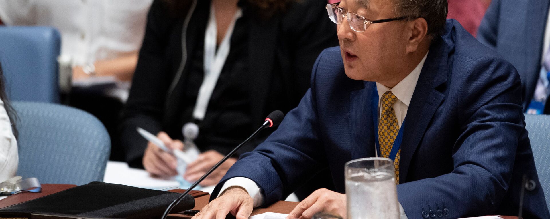 Постоянный представитель Китая при ООН Чжан Цзюнь выступает на заседании СБ ООН - 俄罗斯卫星通讯社, 1920, 26.09.2021