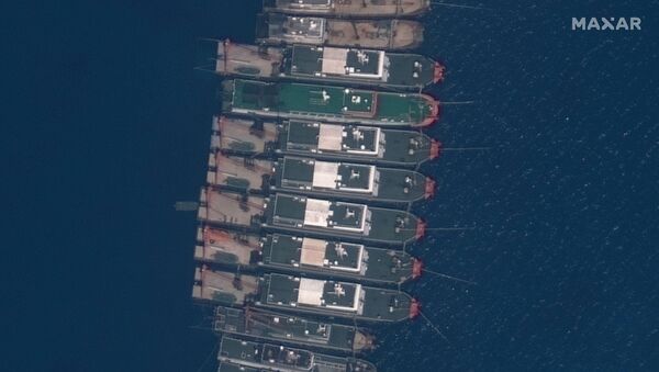 Вид на рыболовные суда у рифа Нюэцзяо в Южно-Китайском море  - 俄羅斯衛星通訊社