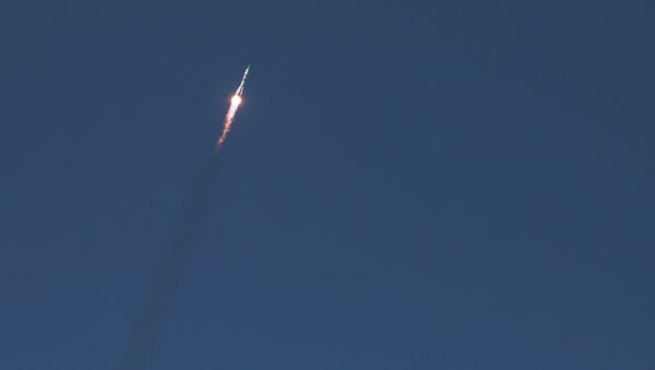 Запуск ракеты-носителя Союз-2.1а с кораблем Союз МС-18 с космодрома Байконур - 俄罗斯卫星通讯社