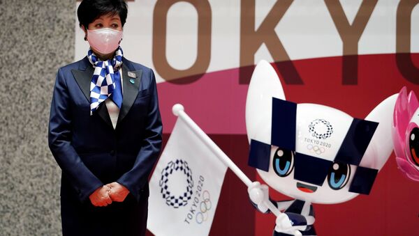 Мэр Токио Юрико Коикэ на мероприятии по случаю 100 дней до Олийписких игр в Токио  - 俄羅斯衛星通訊社
