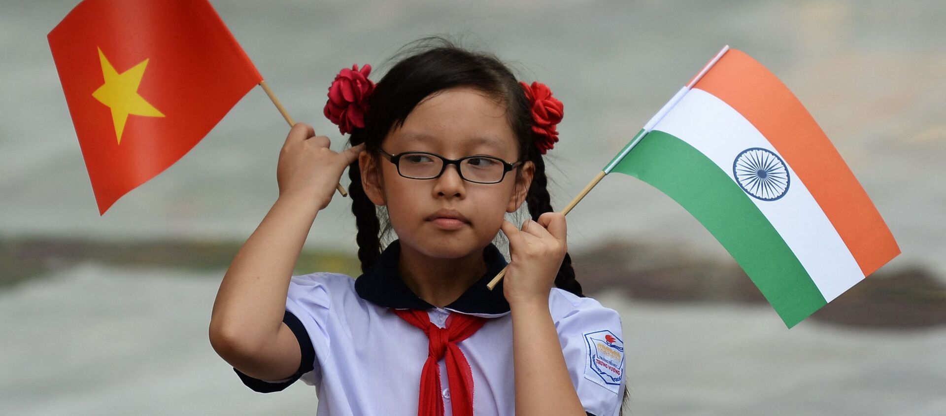 Школьница с индийским и вьетнамским флагами - 俄罗斯卫星通讯社, 1920, 27.05.2021