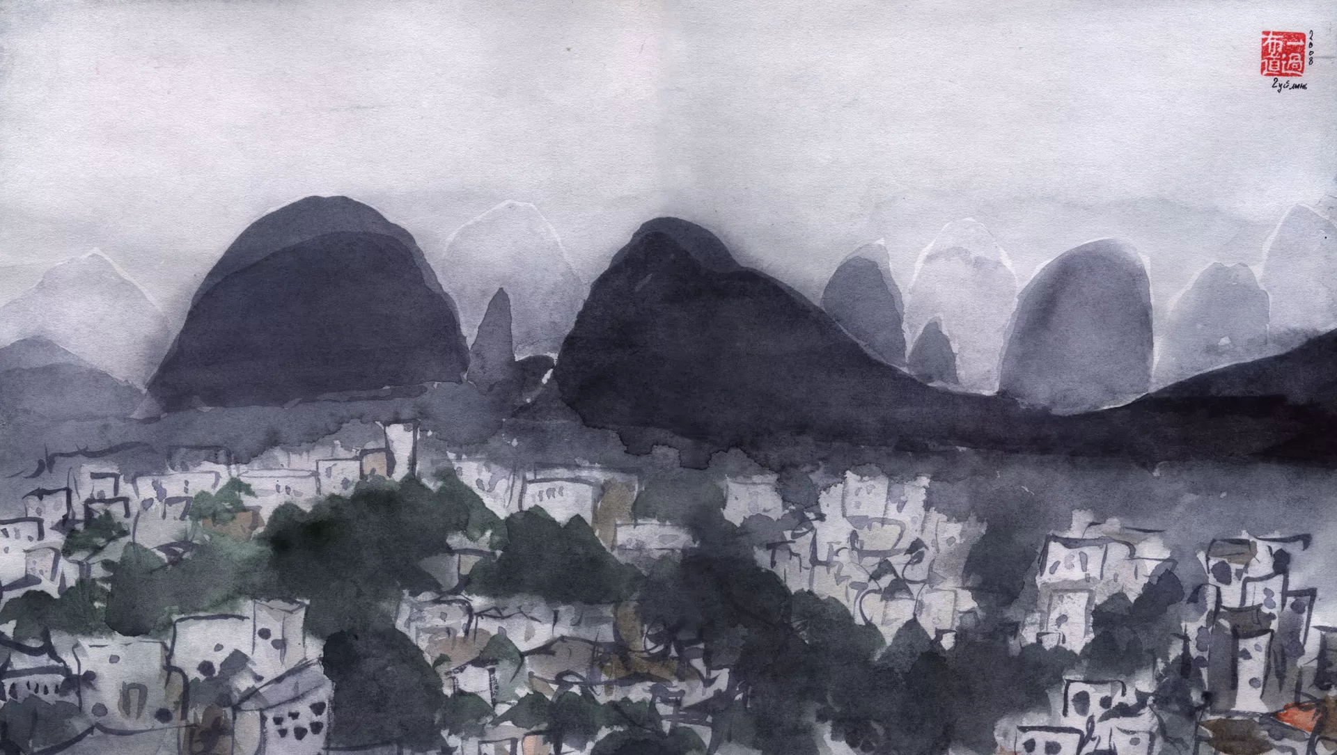桂林，布爾東諾夫，水彩畫 - 俄羅斯衛星通訊社, 1920, 24.04.2021
