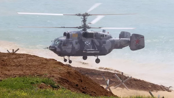 Вертолет Ка-29 во времяучений войск Южного военного округа и ВДВ на полигоне Опук в Крыму - 俄羅斯衛星通訊社