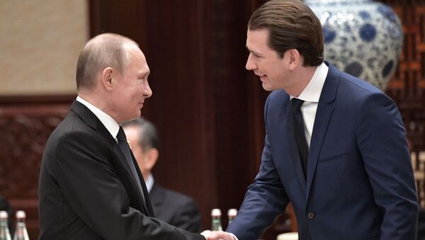Президент РФ Владимир Путин и канцлер Австрии Себастьян Курц - 俄羅斯衛星通訊社