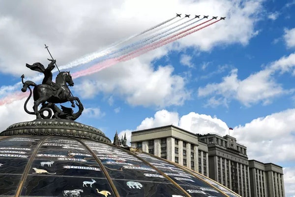 在紀念偉大衛國戰爭勝利76週年閱兵的航空表演彩排中的蘇-25BM拖靶機 在紀念偉大衛國戰爭勝利76週年閱兵的航空表演彩排中的蘇-25BM拖靶機 - 俄羅斯衛星通訊社