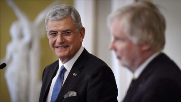 Турецкий министр по делам ЕС Волкан Бозкыр во время совместной пресс-конференции с министром иностранных дел Финляндии Эркки Туомиоя в Хельсинки - 俄羅斯衛星通訊社