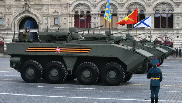 Бронетранспортеры (БТР) Бумеранг во время генеральной репетиции парада в честь 76-й годовщины Победы в Великой Отечественной войне в Москве. Бронетранспортеры (БТР) Бумеранг во время генеральной репетиции парада в честь 76-й годовщины Победы в Великой Отечественной войне в Москве. - 俄羅斯衛星通訊社