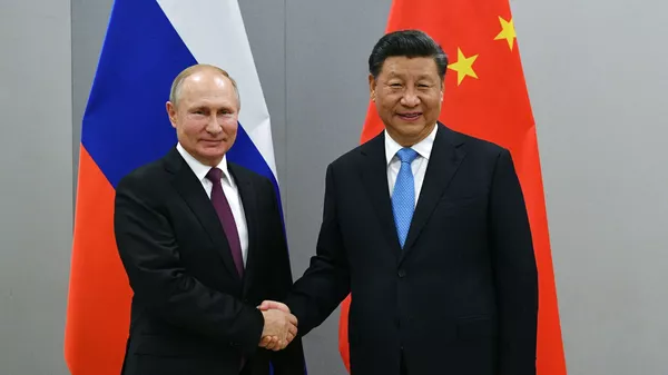 Президент РФ Владимир Путин и председатель Китайской Народной Республики (КНР) Си Цзиньпин  - 俄羅斯衛星通訊社
