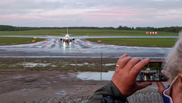 Самолет авиакомпании Ryanair, на котором находился Роман Протасевич, в аэропорту Вильнюса - 俄罗斯卫星通讯社