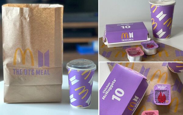 套餐中的每一份食物都有自己公司的紫色包裝 - 俄羅斯衛星通訊社