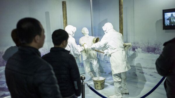 Посетители в выставочной зале доказательств преступлений, совершенных «Отрядом 731» Японской императорской армии в Харбине - 俄羅斯衛星通訊社