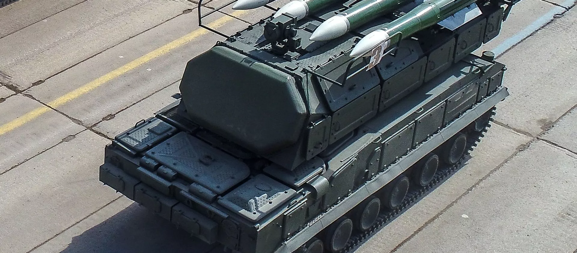 Самоходная огневая установка 9А317 Бук-М2 во время репетиции парада Победы на военном полигоне Алабино - 俄羅斯衛星通訊社, 1920, 23.07.2021