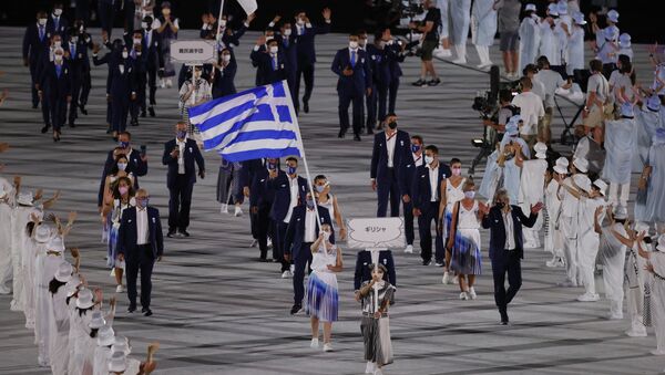 Сборная Греции на церемонии открытия Олимпийских игра - 俄罗斯卫星通讯社