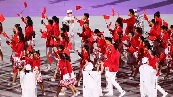 Сборная Китая во время церемонии открытия Олимпийских игр - 俄羅斯衛星通訊社