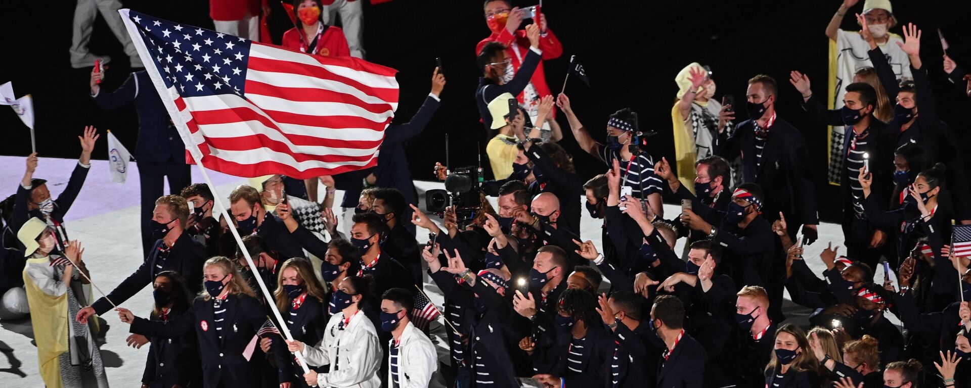 Спортсмены сборной США на параде атлетов на церемонии открытия XXXII летних Олимпийских игр в Токио. - 俄羅斯衛星通訊社, 1920, 29.01.2022