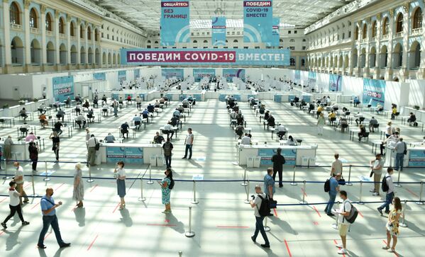 莫斯科商栈展览中心设立的新冠疫苗接种中心 - 俄罗斯卫星通讯社
