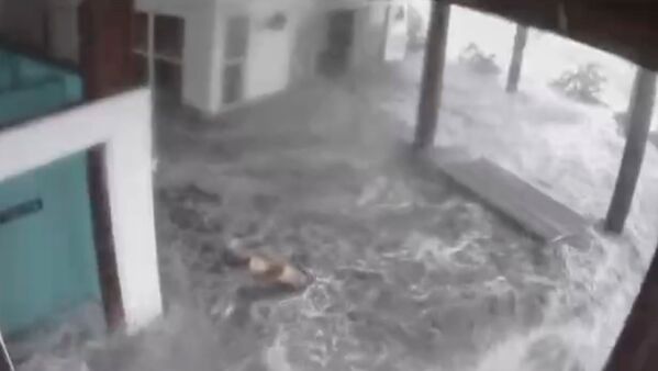 飓风“艾达”袭击路易斯安那州时被淹的海边房屋。 - 俄罗斯卫星通讯社