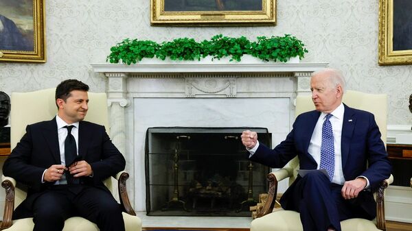 Biden and Zelenskiy meeting in the Oval Office at the White House - 俄罗斯卫星通讯社