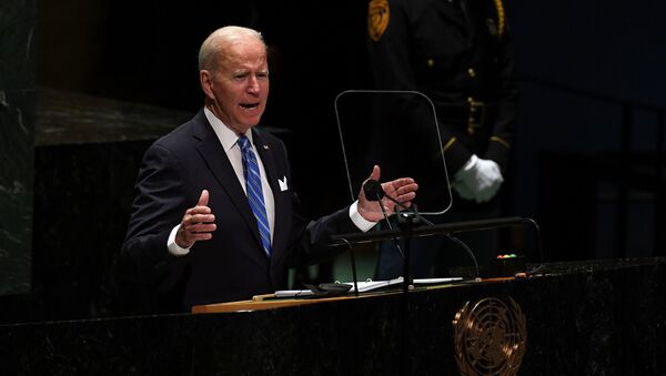 U.S. President Joe Biden speaks during the 76th Session of the General Assembly at UN Headquarters in New York - 俄羅斯衛星通訊社