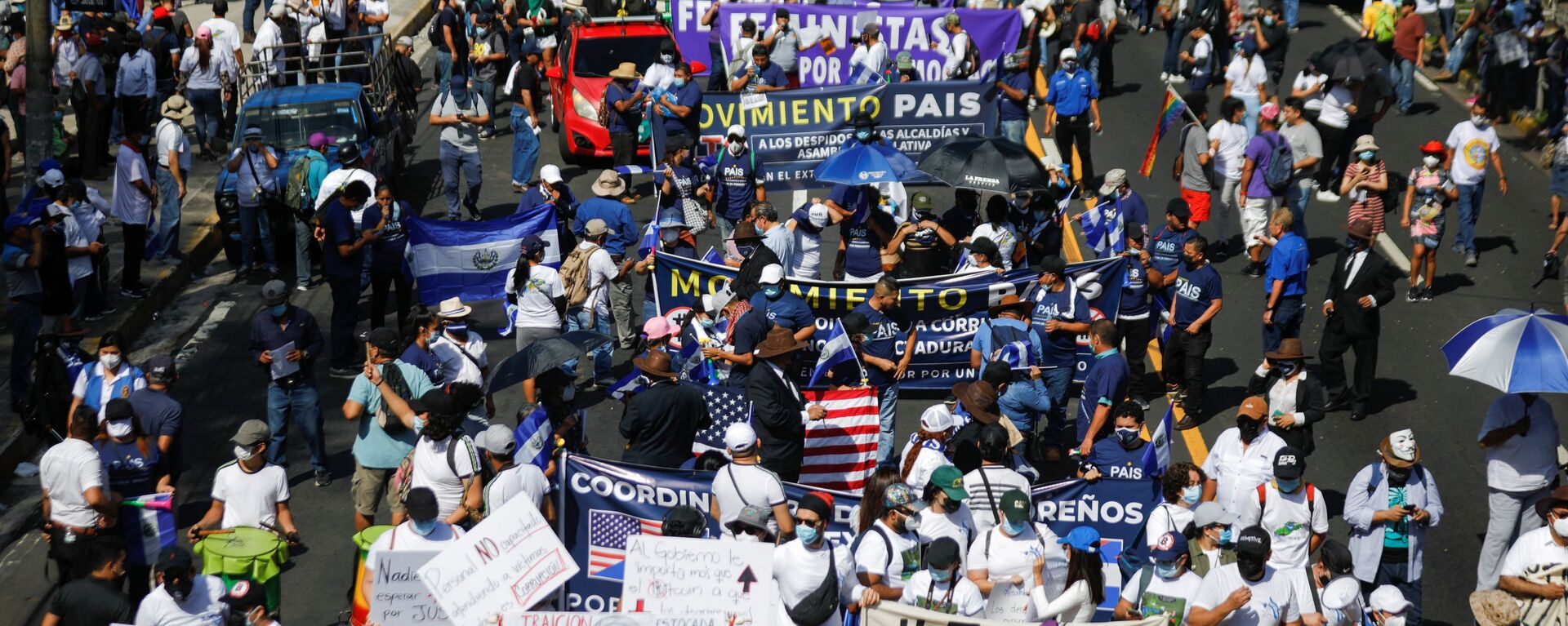 Массовые протесты против политики президента проходят в Сальвадоре - 俄罗斯卫星通讯社, 1920, 18.10.2021
