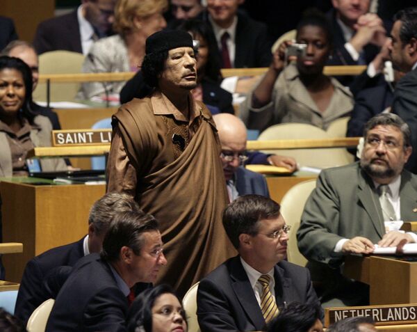 2009年，利比亚前领导人穆阿迈尔·卡扎菲出席在美国纽约联合国总部举行的第64届联合国大会。 - 俄罗斯卫星通讯社