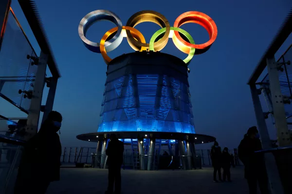 北京奧林匹克塔上的奧運五環標誌。 - 俄羅斯衛星通訊社