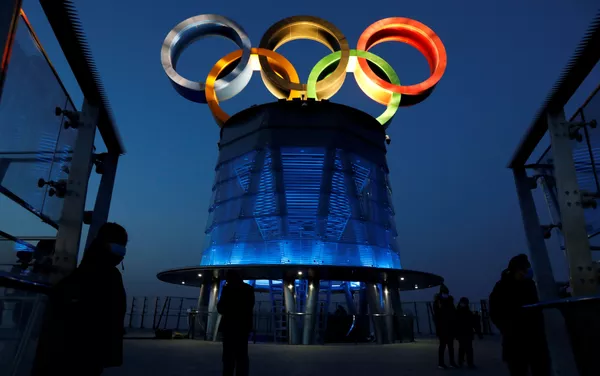 北京奧林匹克塔上的奧運五環標誌。 - 俄羅斯衛星通訊社