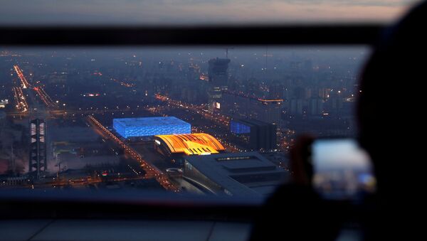 Вид на Национальный центр водных видов спорта в Пекине - 俄罗斯卫星通讯社