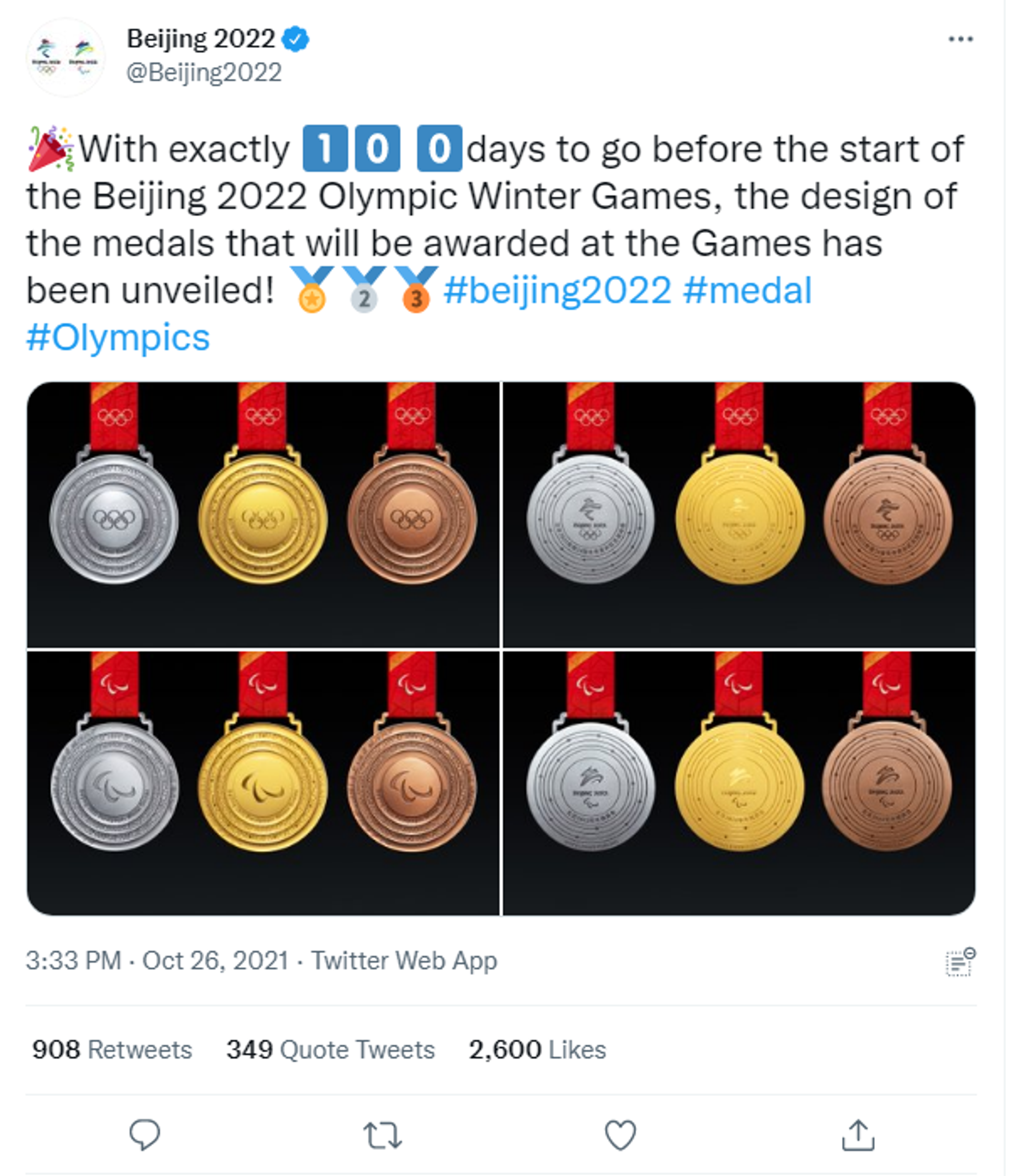 2022年冬奥会奖牌得数图片