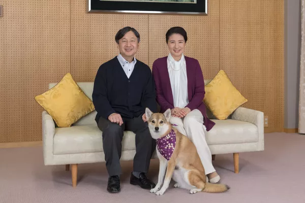 2018年,日本皇太子德仁與太子妃雅子於寵物犬“尤里”接受拍照。 2018年,日本皇太子德仁與太子妃雅子於寵物犬“尤里”接受拍照。 - 俄羅斯衛星通訊社