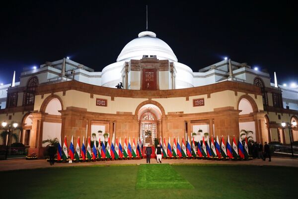 俄總統普京與印度總理莫迪在新德裡海德拉巴宮舉行會談。 - 俄羅斯衛星通訊社