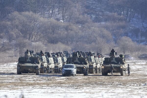 部署在38線附近的韓國K-9自行火炮。 - 俄羅斯衛星通訊社
