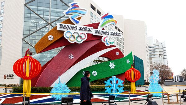 位于北京西单的“开放冬奥”主题花坛  - 俄羅斯衛星通訊社