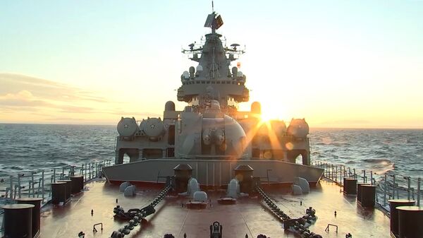Ракетный крейсер Маршал Устинов во время учений Северного флота в Баренцевом море - 俄羅斯衛星通訊社