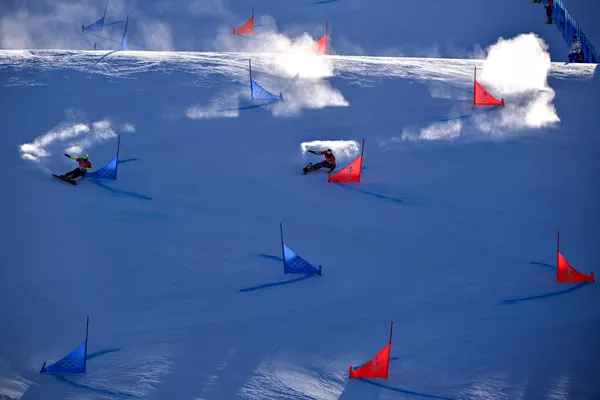 2022年北京冬奧會的單板滑雪比賽現場。 2022年北京冬奧會的單板滑雪比賽現場。 - 俄羅斯衛星通訊社