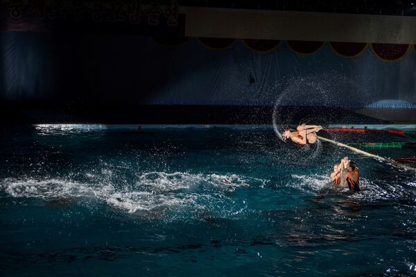 朝鲜花样游泳运动员庆祝光明星节的表演。 - 俄罗斯卫星通讯社