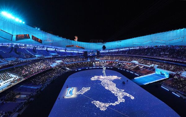 北京奧運會閉幕式的意大利地圖。 - 俄羅斯衛星通訊社