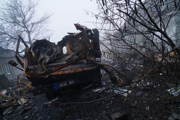 在沃爾諾瓦希鎮被擊毀的烏軍坦克。 - 俄羅斯衛星通訊社