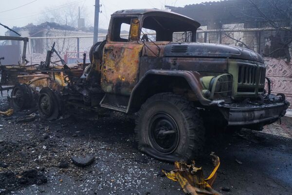 在沃爾諾瓦希鎮被擊毀的烏軍車輛。 - 俄羅斯衛星通訊社