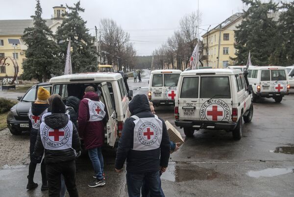 国际红十字委员会为卢甘斯克共和国夏斯季耶市提供人道主义救援物资。 - 俄罗斯卫星通讯社