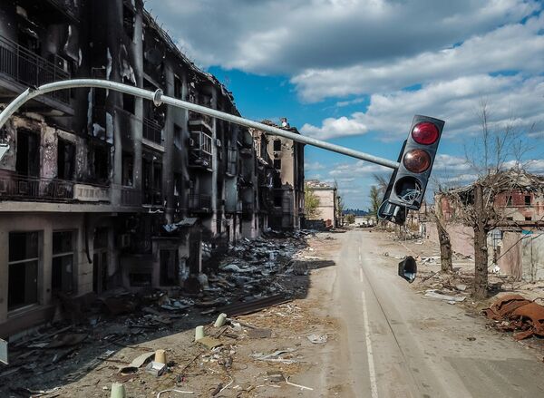 马里乌波尔市和平大街与希腊街交汇处的建筑。 - 俄罗斯卫星通讯社