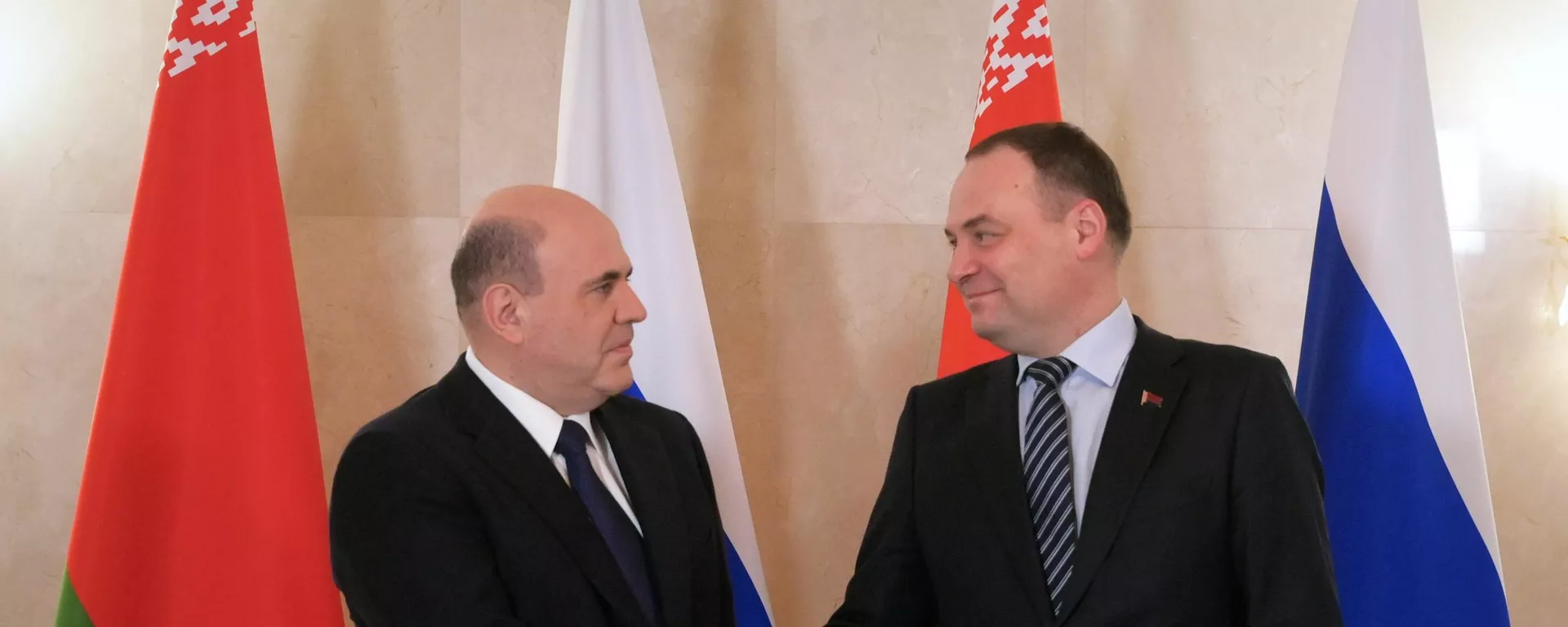 Председатель правительства РФ Михаил Мишустин и премьер-министр Белоруссии Роман Головченко - 俄羅斯衛星通訊社, 1920, 06.05.2022