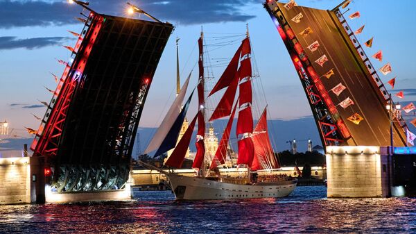 聖彼得堡舉行今年第一次“紅帆節”彩排 - 俄羅斯衛星通訊社