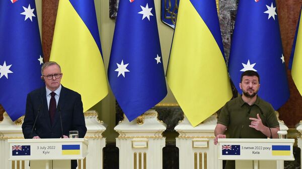 澳总理安东尼·阿尔巴尼斯与乌克兰总统弗拉基米尔·泽连斯基 - 俄罗斯卫星通讯社