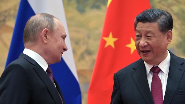 2022 年 2 月 4 日，俄罗斯总统弗拉基米尔·普京和中国国家主席习近平在北京钓鱼台国宾馆 - 俄罗斯卫星通讯社