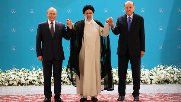 埃尔多安与俄罗斯以及伊朗两国总统 - 俄罗斯卫星通讯社
