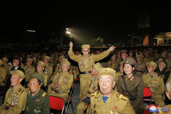 老兵們參加在平壤舉行的朝鮮祖國解放戰爭勝利69週年紀念活動。 - 俄羅斯衛星通訊社